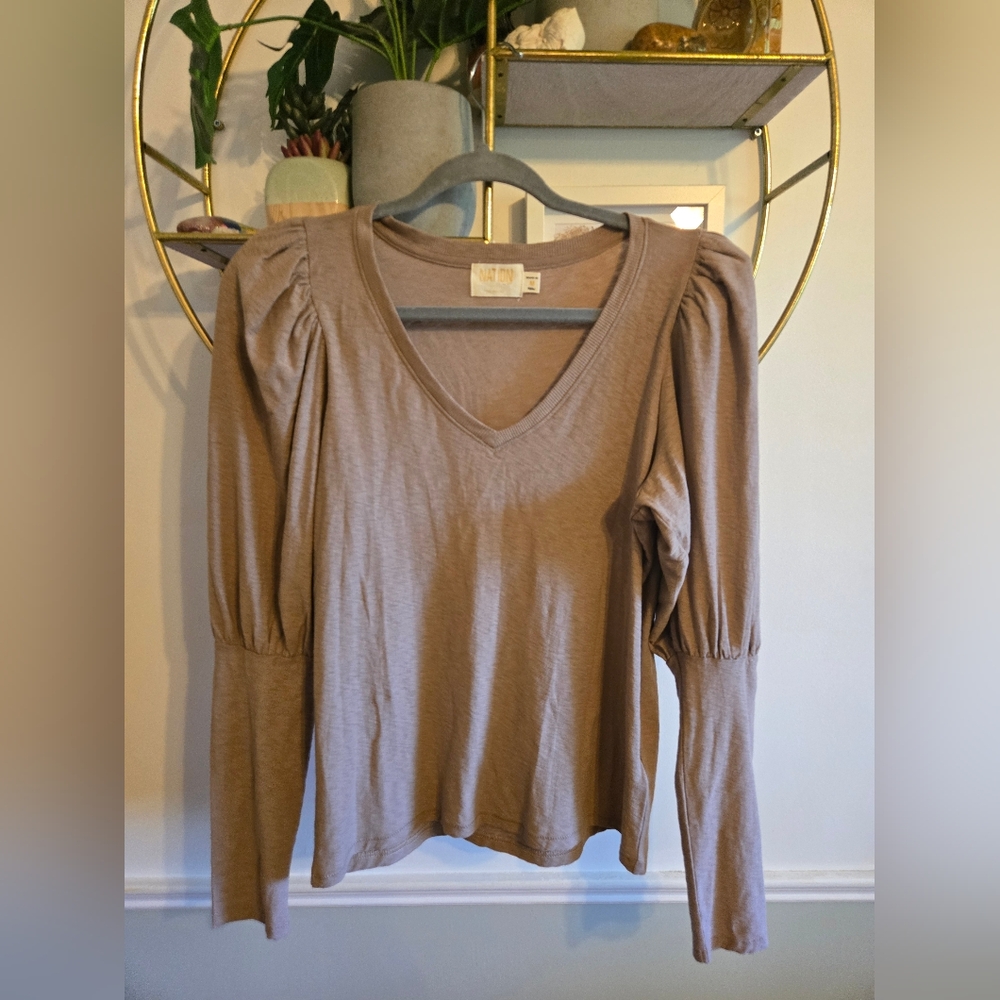Nation LTD Emilia Drama Sleeve V Neck Shirt - Picture 3 of 6